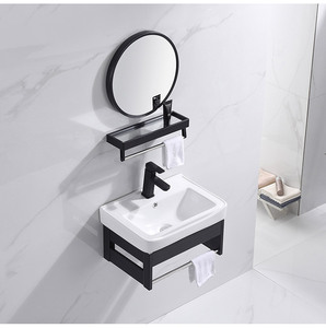 北欧陶瓷洗手盆挂墙式单杠毛巾架洗脸盆挂盆小户型卫生间阳台家用