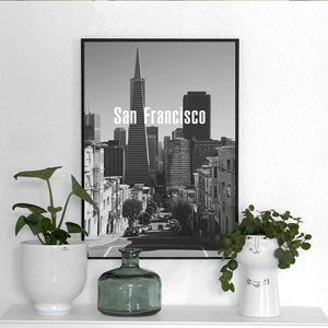 现代城市摄影挂画美国旧金山时尚装饰画摄影道具男装店咖啡厅网咖