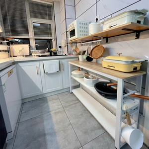 新款厨房置物架落地家用切菜桌微波炉烤箱收纳置物架长桌子切菜台