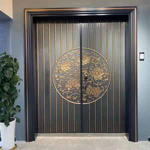 铸铝门防爆别墅大门双开门进户对开入户门防盗门新中式农村自建房