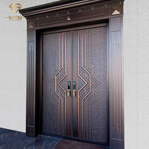 防爆铸铝门别墅大门双开门子母门豪华入户门防盗门新中式对开农村