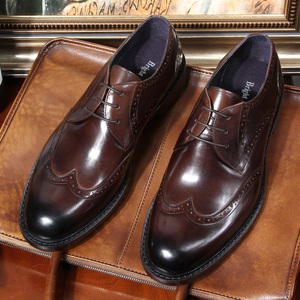 kixsize英伦巴洛克真皮雕花意大利手工鞋商务正装皮鞋德比鞋男鞋