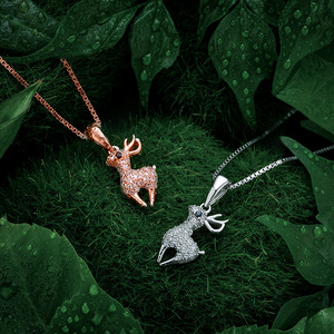 小麋鹿项链女可爱少女心森系学生仙女纯银轻奢卡通小鹿吊坠锁骨链
