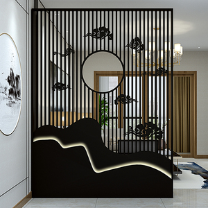 中式铁艺镂空屏风餐厅客厅进门隔断墙创意玄关办公室背景酒吧装饰