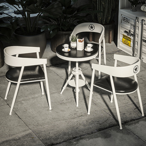 网红奶茶店桌椅组合工业风甜品汉堡小吃店咖啡厅卡座铁艺餐饮家具
