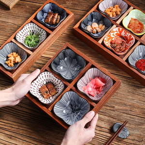 日式九宫格火锅专用木格盘子木质配菜烤肉托盘水果零食拼盘分格盘