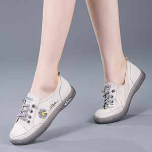 牛筋底女鞋春秋2021新款小白鞋真皮夏季薄款软底休闲鞋子运动单鞋