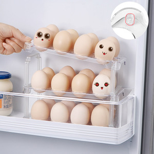 冰箱侧门鸡蛋收纳盒透明双层鸡蛋保鲜储存架子可拆卸鸡蛋托架神器