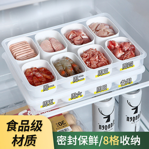 食品级肉类冷冻盒分格控量食材专用保鲜盒冰箱冷藏分类储存收纳盒