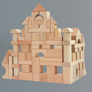 榉木无漆儿童原木积木木头实木拼装玩具益智早教男孩女孩宝宝数字