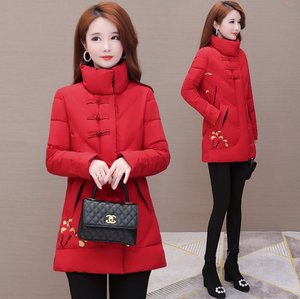 中国风轻薄羽绒棉服棉衣女冬装2023年新款时尚矮个子红色短款外套