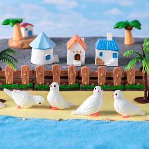 微景观创意海岛鸽子别墅房子椰树沙滩盘造景装饰品配件迷你小摆件