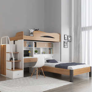 交错式上下床双层儿童床高低床带衣柜书桌榻榻米子母交错式小户型