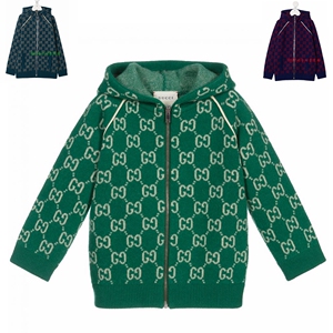 欧洲正品代购 gucci童装20秋冬新款 男女婴童羊毛双g带帽长袖外套