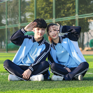 春季校服套装韩版男女初高中学生学院风蓝色班服长袖裤子运动体恤