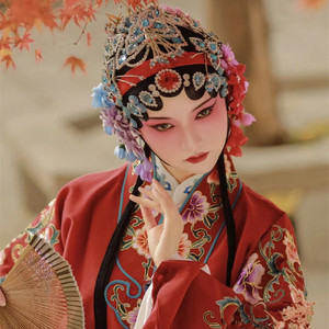 戏腔走卒独唱演出服京剧花旦服装高端皱料绣花大青衣贵妃醉酒古装