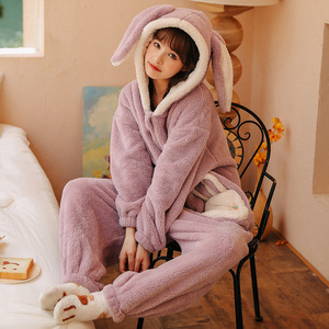 兔子睡衣女冬套装可爱连体