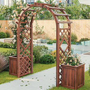 00藤格园艺淘宝防腐木户外拱门花架爬藤架拱形花园景观门实木庭院