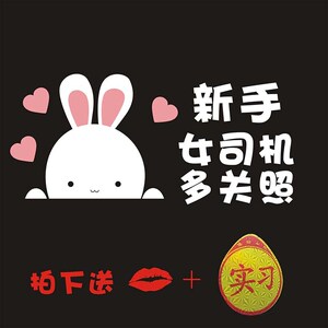 驾驶新手上路车贴女新手贴纸女司机车贴个性反光后玻璃窗实习贴纸