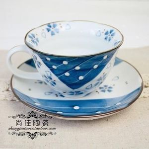 出口 新东方情调 釉下彩 景徳镇陶瓷手绘咖啡杯.碟