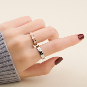 小ck戒指ck情侣对戒满天星戒指女男士素圈轻奢情人节礼物定制刻字