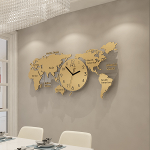 北欧装饰世界地图钟表挂钟客厅家用时尚简约大气个性创意时钟挂表