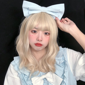 lolita假发短发女夏大波浪卷发jk金色网红夏季仿真洛丽塔全头套