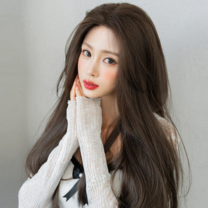 假发女长发全头套许昌蕾丝八字刘海全头黑色中分黑长直夏季假发套
