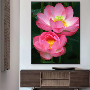 十字绣2022新款线绣红荷淡雅荷花竖版玄关简单大气现代风格2021