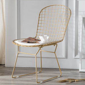 镂空铁丝椅铁艺金色餐椅现代简约设计师工作室休闲椅时尚创意椅子
