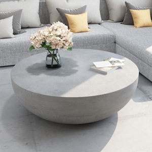 现代简约水泥茶几桌客厅家用小户型轻奢圆形茶桌茶台网红极简茶几