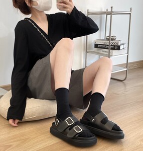 冰冰袜子女中筒袜夏季薄款ins潮黑色天鹅绒网红外穿搭凉鞋堆堆袜