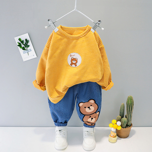 男女宝宝春款衣服0一1-2-3-4岁婴儿洋气套装小孩子儿童长袖两件套