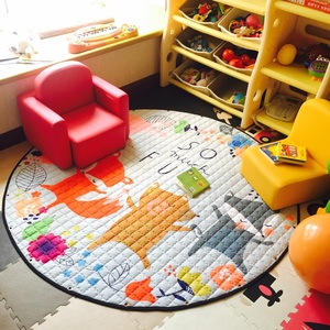 夏天折叠圆形收纳垫地垫儿童爬爬垫宝宝爬行垫薄款游戏毯玩具收纳