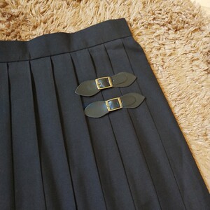 日本学生高校生正统黑色不良jk制服皮扣优等生长裙百褶裙