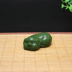 宜兴紫砂茶宠摆件手工创意茶道精品茶玩可养 招财冬瓜猪 把玩把件
