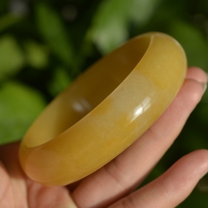 一元起拍卖正品新疆和田黄玉金丝玉手镯戈壁玉鸡油黄大圈口玉镯子