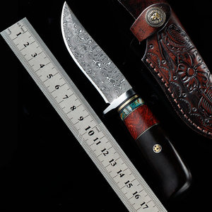 锋利大马士革钢刀直刀手工猎刀手工高硬度德国正品收藏刀具军工刀
