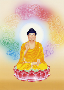 结缘释迦摩尼佛画像 相纸塑封 供奉手绘释迦牟尼佛像画h3佛教用品