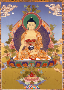 释迦牟尼佛祖画像 相纸塑封 绢本彩绘佛教唐卡 藏传佛陀菩萨像t4