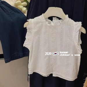 韩版童装女童白色无袖背心夏装女大童上衣儿童时尚洋气宝宝娃娃衫