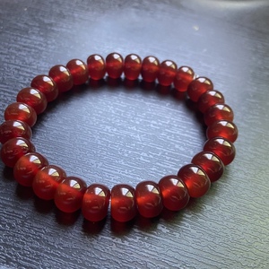 北红玛瑙算盘珠手串逊克江料酒红色玉髓手链单圈7mm 10mm复古收藏