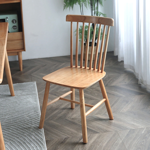 北欧实木餐椅简约现代榉木靠背网红ins温莎椅广岛椅总统椅牛角椅