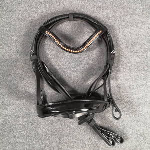 进口英式水勒牛皮水勒缰绳马龙头马术用品马无衔铁卡纳瑞马具1103