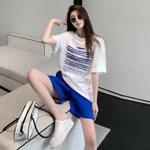 运动短裤套装夏季女宽松休闲时尚减龄网红港风运动服两件套洋气潮