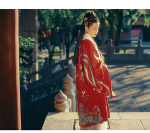 汉服出租钟灵记凤来仪大袖长袄披风明制对襟汉服女配袄裙