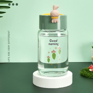 玻璃水杯子女便携韩国可爱学生ins简约清新森系创意个性潮流水瓶