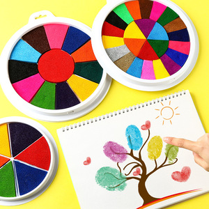 书画幼儿园印泥儿童可水洗指纹手指画彩色无毒绘画涂鸦印台橡皮章