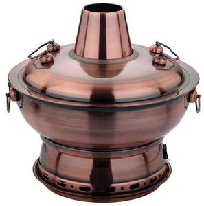 加厚烟囱仿铜火锅仿紫铜304不锈钢老北京铜锅老式木炭火锅盆炉具