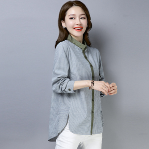 亚麻衬衫女长袖2019春装新款韩版宽松春天棉麻休闲百搭上衣女衬衣